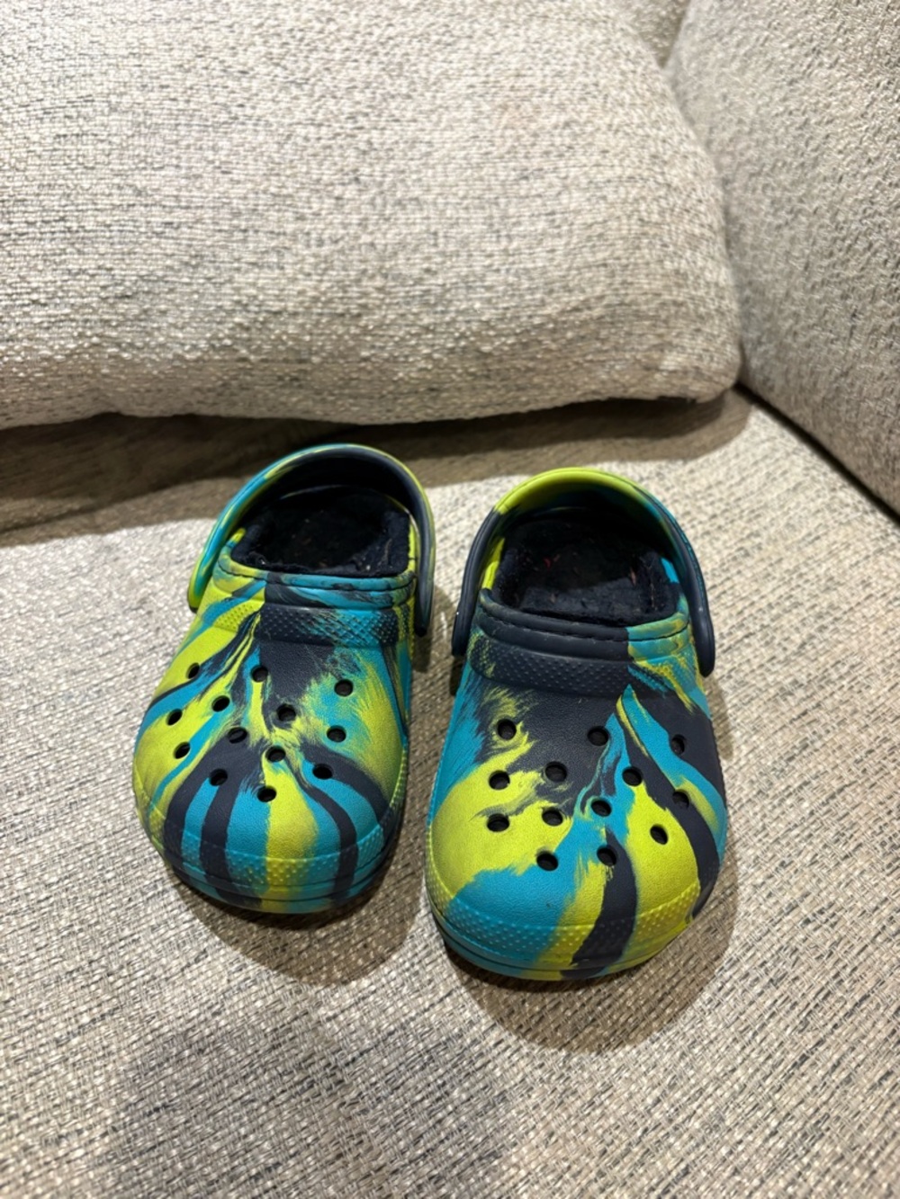 CROCS Kids Tie-Dye Clog in Blue and Yellow
